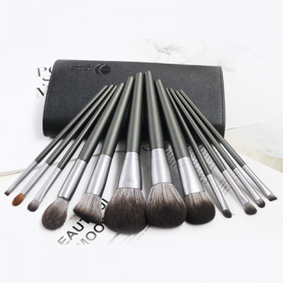 Profession Gray Wholesale Makeup Brush Set Premium Synthetic Pony Hair Wood Long Handle Korean Custom Logo Luxury 2021 12 Pieces