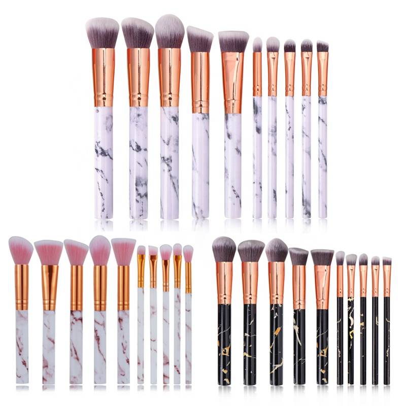 10pcs Marble Makeup Brush,High Quality Cosmetic Makeup Brush Set,Oem Custom Logo Private Label Powder Brushes Makeup Brush Tool